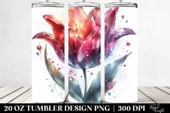 Colorful Tulip Watercolor Splash | 20 oz Tumbler Product Image 2