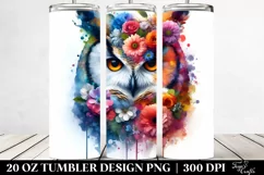 Vibrant Watercolor Owl 3D. 20 Oz Tumbler Design Product Image 2