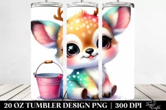 Colorful Watercolor Deer Smiling | 20 oz Tumbler Product Image 2