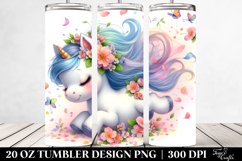 Baby Unicorn Tumbling with Spring Petals | 20 Oz Tumbler Product Image 2