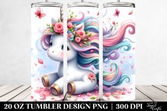 Baby Unicorn Tumbling with Spring Petals | 20 Oz Tumbler Product Image 2