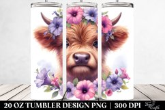 Colorful Baby Highland Cow Smiling | 20 Oz Tumbler Product Image 2