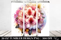 Detailed Shiny Rhododendron Watercolor | 20 Oz Tumbler Product Image 2