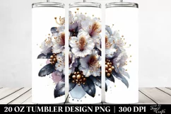 Detailed Shiny Rhododendron Watercolor | 20 Oz Tumbler Product Image 2