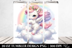 Watercolor Baby Unicorn Dancing | 20 Oz Tumbler Product Image 2