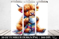 Baby Highland Cow Sipping Tea. 20 Oz Tumbler Design Product Image 2