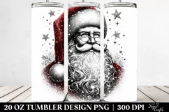 Glittery Santa Portrait Clipart, Transparent 20 Oz Tumbler Product Image 2