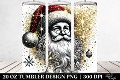 Glittery Santa Portrait Clipart, Transparent 20 Oz Tumbler Product Image 2