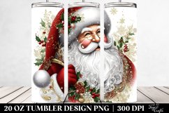Glittery Santa Portrait Clipart, Transparent 20 Oz Tumbler Product Image 2