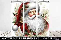 Glittery Santa Portrait Clipart, Transparent 20 Oz Tumbler Product Image 2