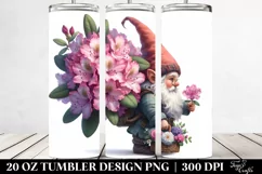 Detailed Watercolor Gnome with Rhododendron | 20 Oz Tumbler Product Image 2