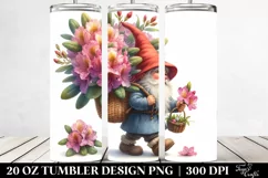 Detailed Watercolor Gnome with Rhododendron | 20 Oz Tumbler Product Image 2