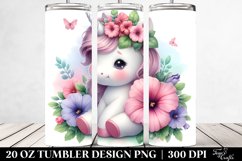 Watercolor Baby Unicorn with Petunia | 20 Oz Tumbler Product Image 2