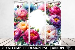 Colorful Watercolor Horizontal Frame with Peonies | 20 oz Product Image 2