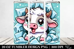 Cute Baby Cow Emerging from Icy Wall, High-Res 20 Oz Tumbler Product Image 2