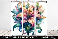 detailed Vibrant Pastel Wooden Stained Lily | 20 oz Tumbler Product Image 2
