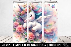 Baby Unicorn Tumbling with Spring Petals | 20 Oz Tumbler Product Image 2