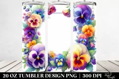 Colorful Pansy Watercolor Frame Tumbler Product Image 2