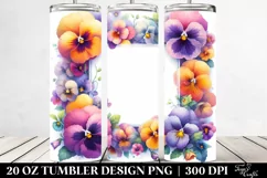 Colorful Pansy Watercolor Frame Tumbler Product Image 2
