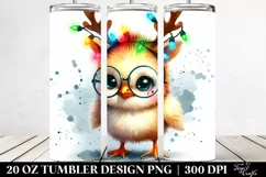 Expressive Baby Chicken, Watercolor 20 Oz Tumbler Product Image 2