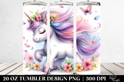Baby Unicorn Surrounded by Spring Petals | 20 Oz Tumbler Product Image 2