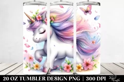 Baby Unicorn Surrounded by Spring Petals | 20 Oz Tumbler Product Image 2