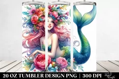 Smiling Mermaid Floral Tumbler Product Image 2