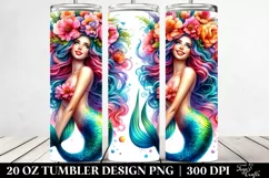 Smiling Mermaid Floral Tumbler Product Image 2