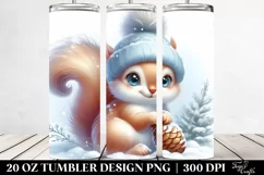 Cute Baby Squirrel Winter Clipart, Transparent 20 Oz Tumbler Product Image 2