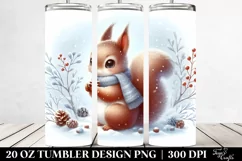 Cute Baby Squirrel Winter Clipart, Transparent 20 Oz Tumbler Product Image 2