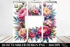 Colorful Peonies Watercolor Frame Tumbler Product Image 2
