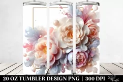 Abstract Pastel Glossy Peonies 20 Oz Tumbler Product Image 2