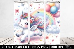 Watercolor Baby Unicorn Balloons | 20 oz Tumbler Product Image 2