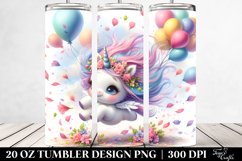 Watercolor Baby Unicorn Balloons | 20 oz Tumbler Product Image 2