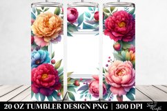 Colorful Watercolor Horizontal Frame with Peonies | 20 oz Product Image 2