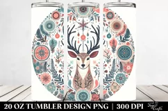Colorful Reindeer Winter Design, Transparent 20 Oz Tumbler Product Image 2
