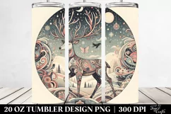 Colorful Reindeer Winter Design, Transparent 20 Oz Tumbler Product Image 2