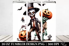 Watercolor Style Simple Funny Halloween Clipart with Zombie, Product Image 2
