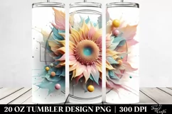 Abstract Pastel Glossy Sunflower 20 Oz Tumbler Product Image 2
