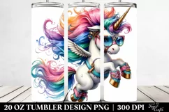 Funky Jumping Unicorn Clipart, High-Res 20 Oz Tumbler Product Image 2