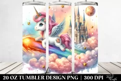 Watercolor Unicorn Comet Castle | 20 oz Tumbler Product Image 2