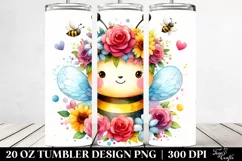 Watercolor Bee Flower Crown | 20 oz Tumbler Product Image 2