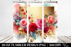 Abstract Gold Foil Red Roses Frame | 20 oz Tumbler Product Image 2