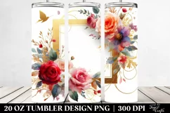 Abstract Gold Foil Red Roses Frame | 20 oz Tumbler Product Image 2