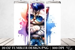 Watercolor Vibrant Drawing of a Cute Baby Cat, Transparent Product Image 2
