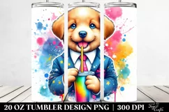Puppy Drinking Colorful Sipping | 20 oz Tumbler Product Image 2