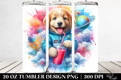 Colorful Puppy Drinking | 20 oz Tumbler Product Image 2