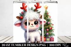 Expressive Baby Lamb with Reindeer Horns 20 Oz Tumbler Product Image 2