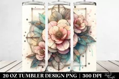 Abstract Stained Camellia | 20 oz Tumbler Product Image 2