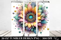 detailed Vibrant Pastel Sunflower Metallic | 20 oz Tumbler Product Image 2